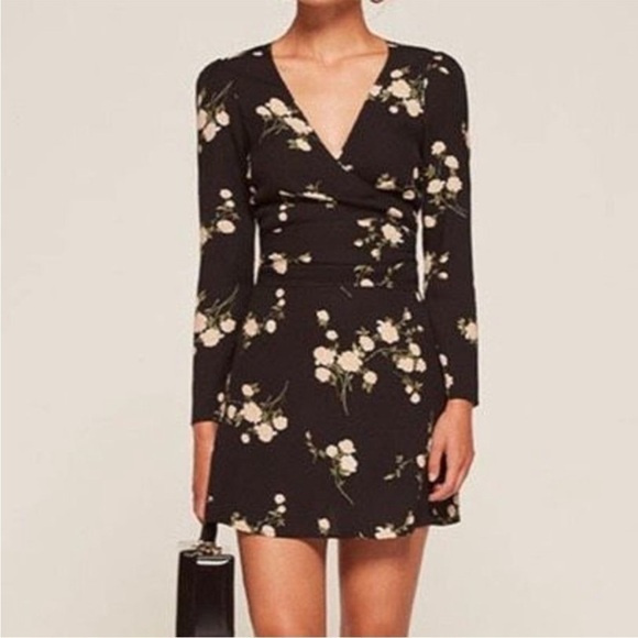 Reformation Floral Wrap Zircon Mini Dress Size 0 Contessa Tie Front Cocktail NWT - Picture 2 of 13